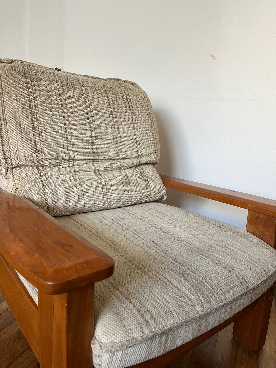 Maison Regain style modernist armchair in solid elm