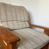 Maison Regain style modernist armchair in solid elm