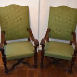 Pair of 17th century ecclesiastical armchairs, Italy, in walnut