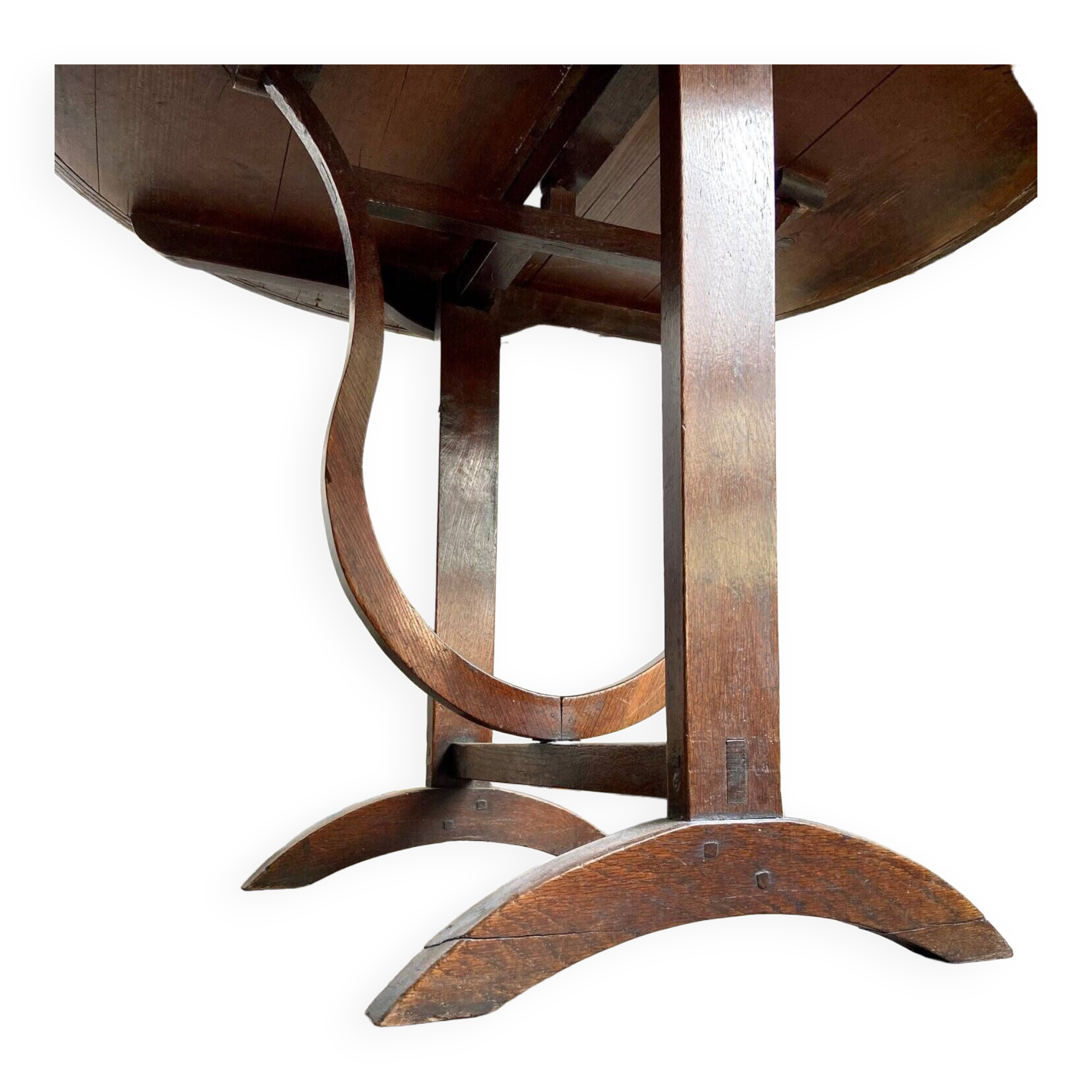 Harvestable winegrower's table in dark wood ⌀ 91 cm