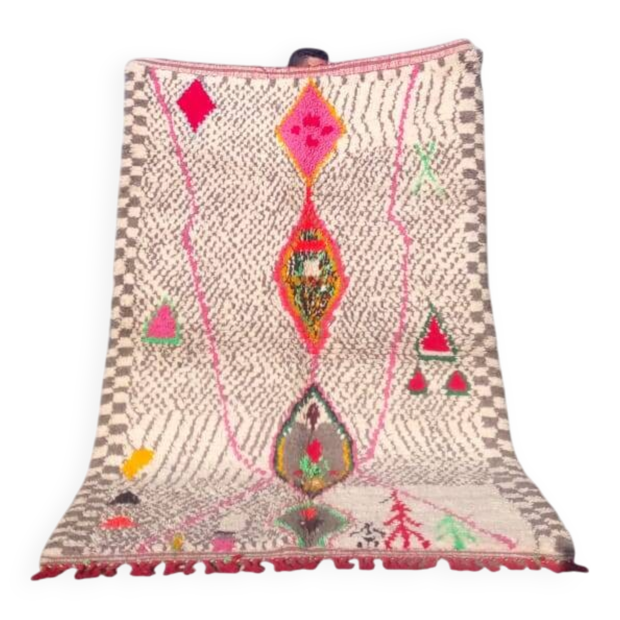 Tapis en laine pure marocaine fait main taille 140 x 260 cm
