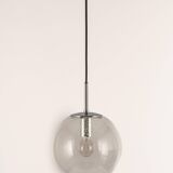 Small Limburg chrome pendant light with clear glass globe, Germany, 1970s.