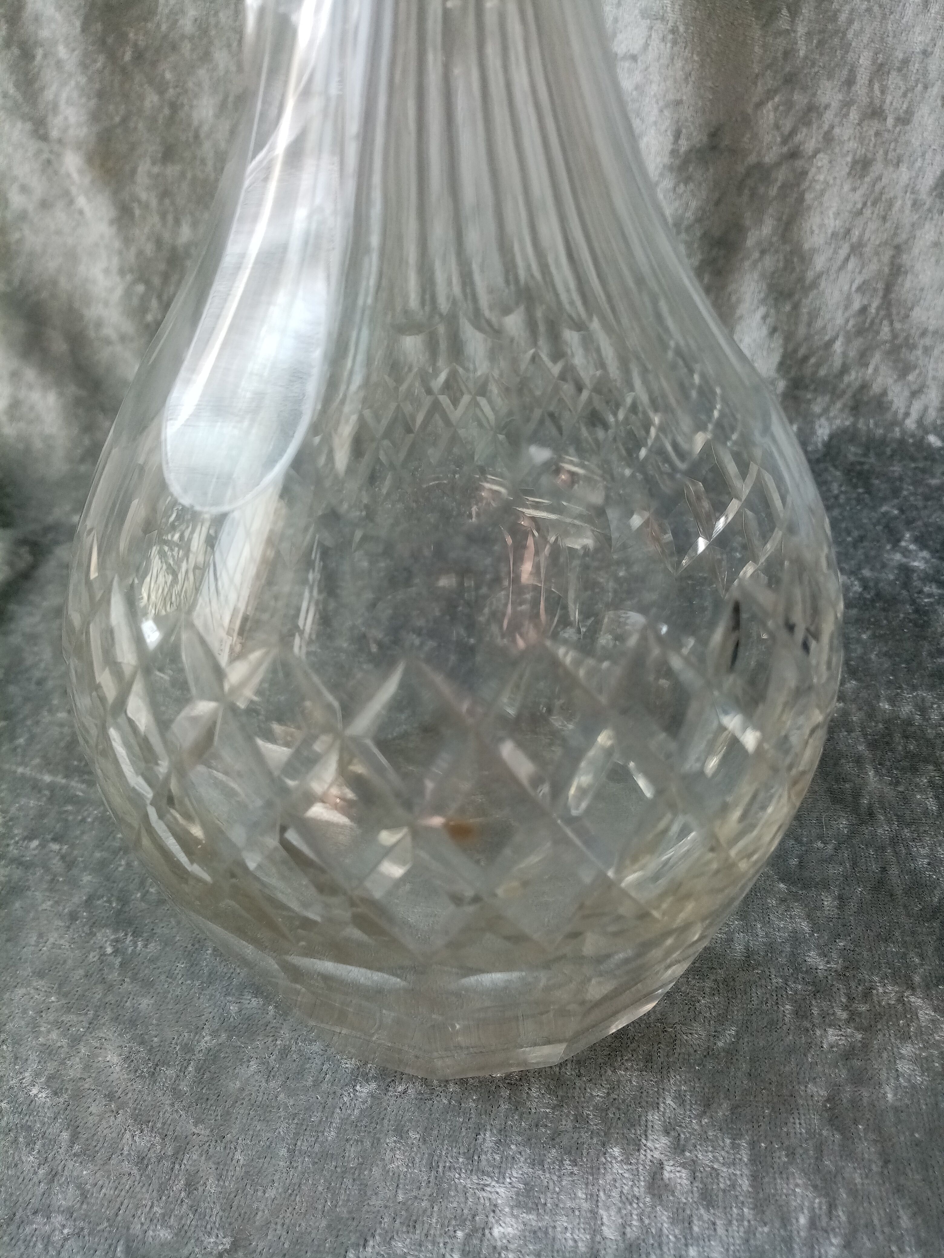 Saint Louis or Baccarat cut crystal carafe with store label