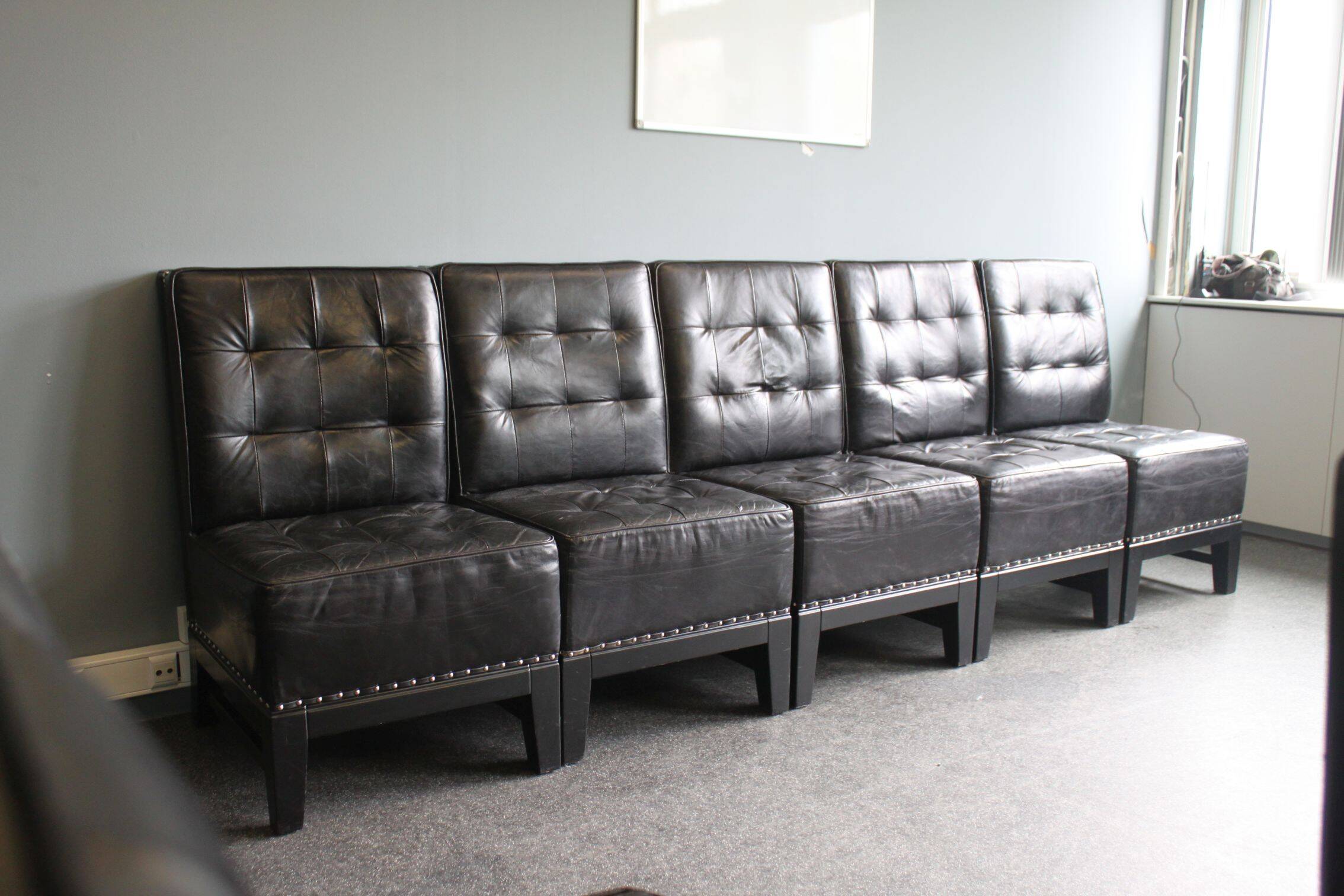 Modern black leather armchair, 20th century.