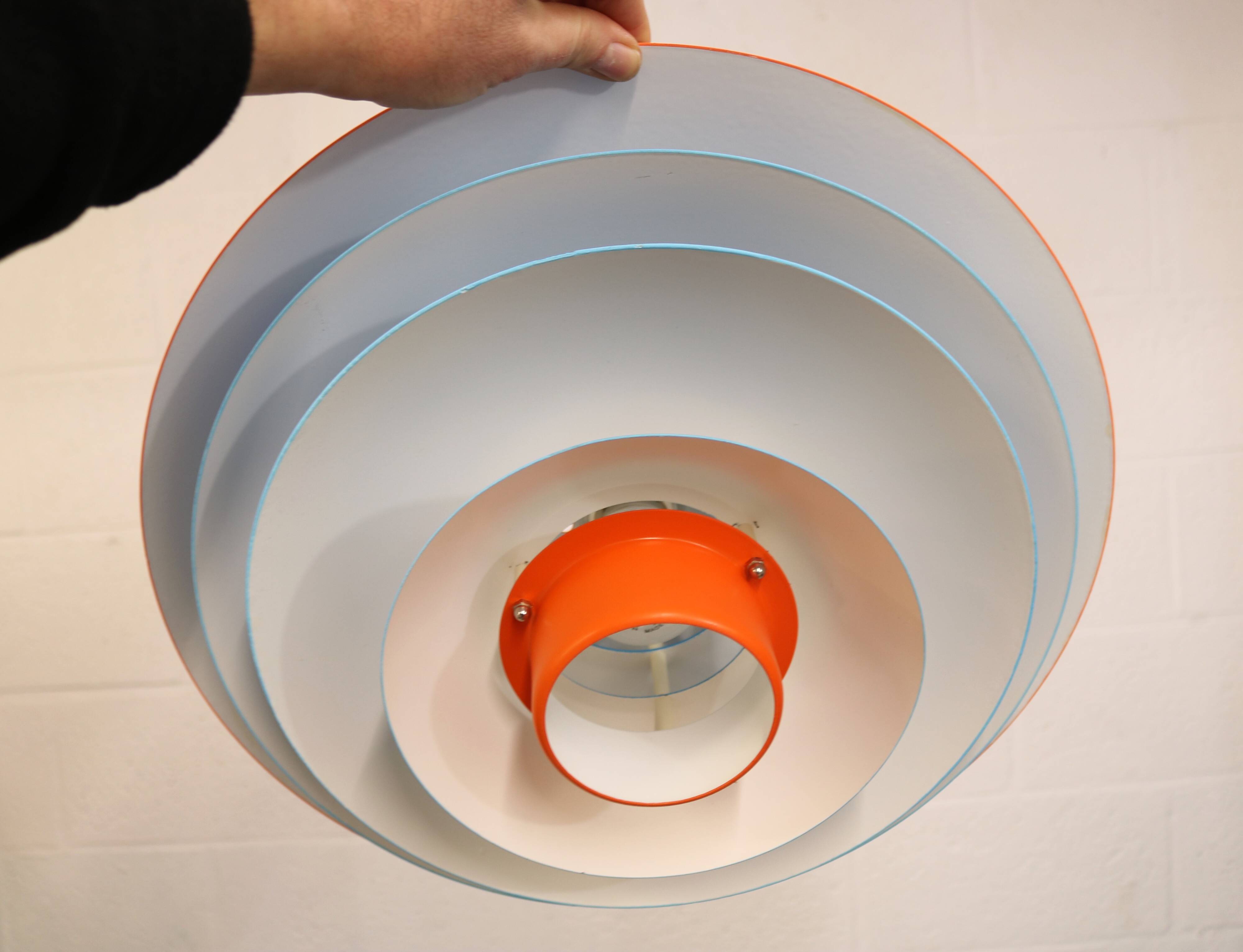 Unique blue and orange pendant lamp by Form Light model 52610, Denmark 70s.