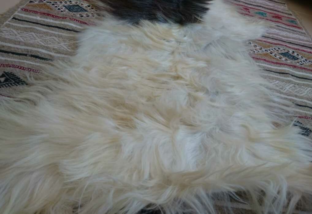 Natural black and white goat skin 92x47cm