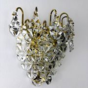 Kinkeldey XL 5-tier cut crystal wall sconce, gilt brass, Germany, 1970s