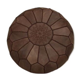 Pouf marocain en cuir Marron tabac