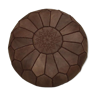 Moroccan pouf leather Brown tobacco