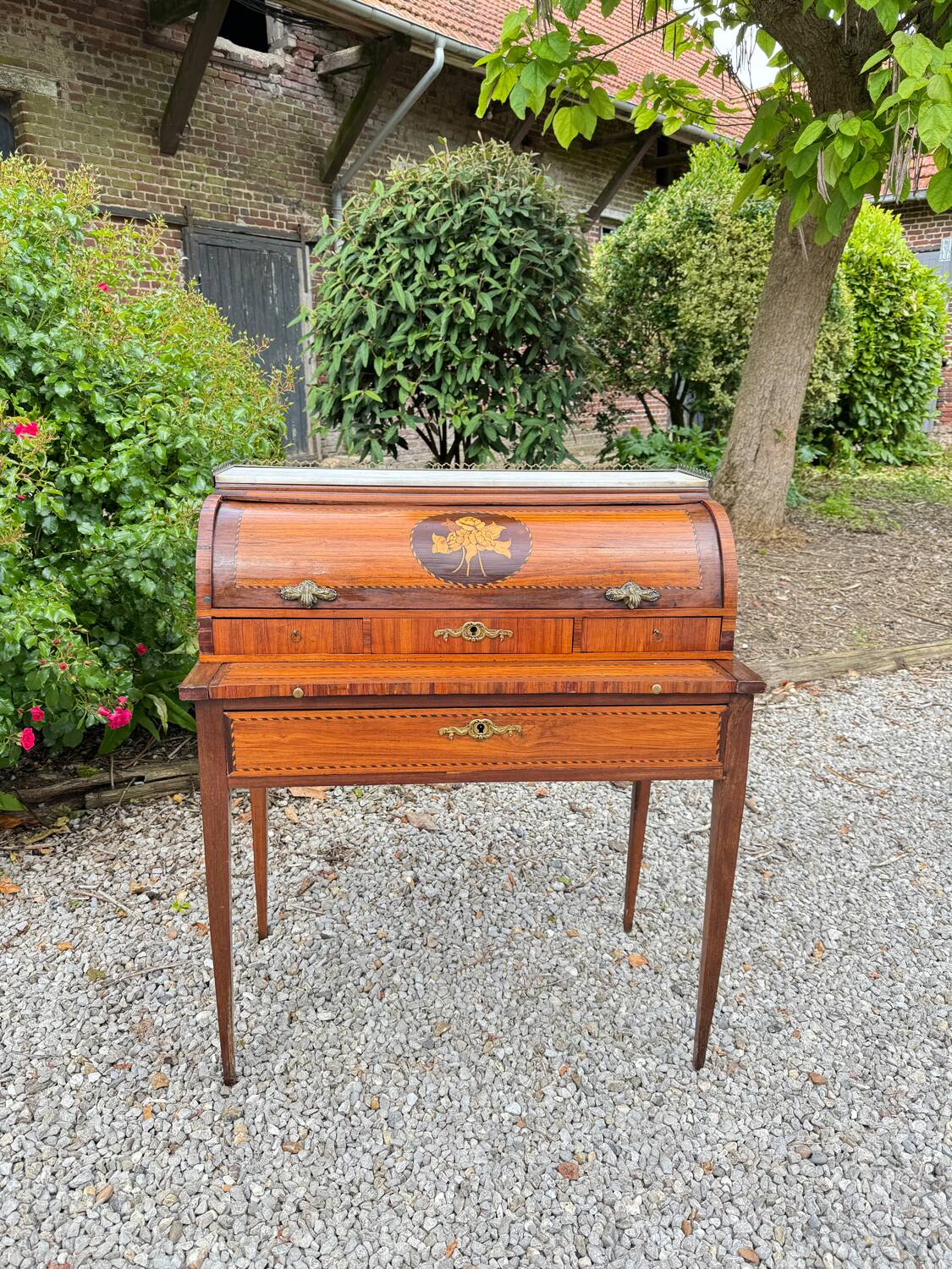 Vassou Jean Baptiste Cylinder Desk In Marquetry Louis XVI Period XVIII Eme Century