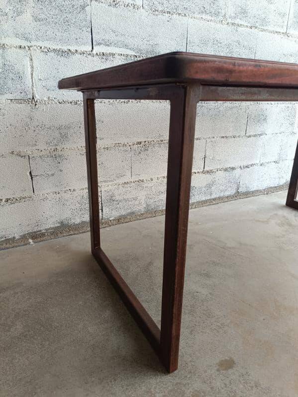 bureau anglais bois cuir et acier recyclé