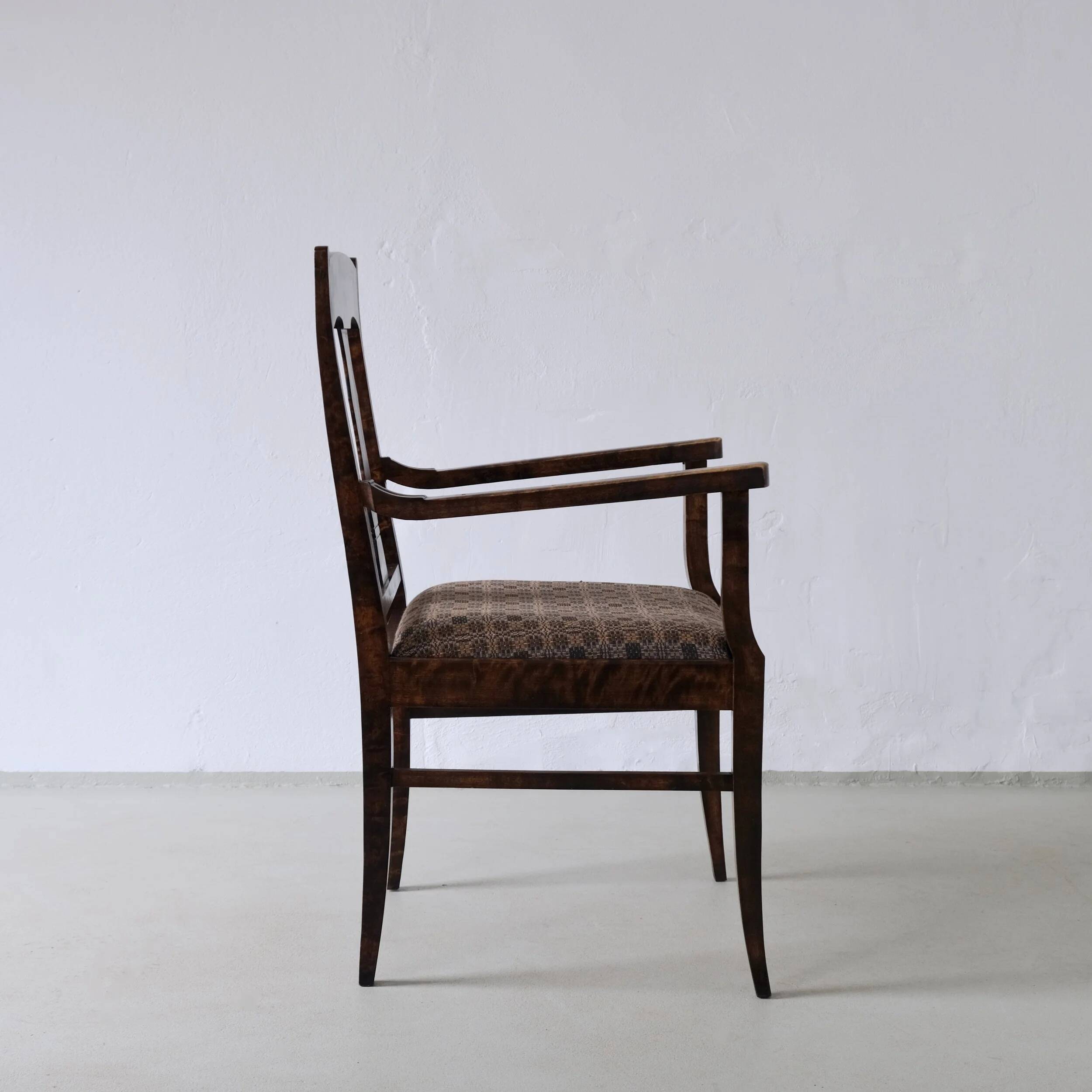 Biedermeier satin birch armchairs | Sweden | set of 2
