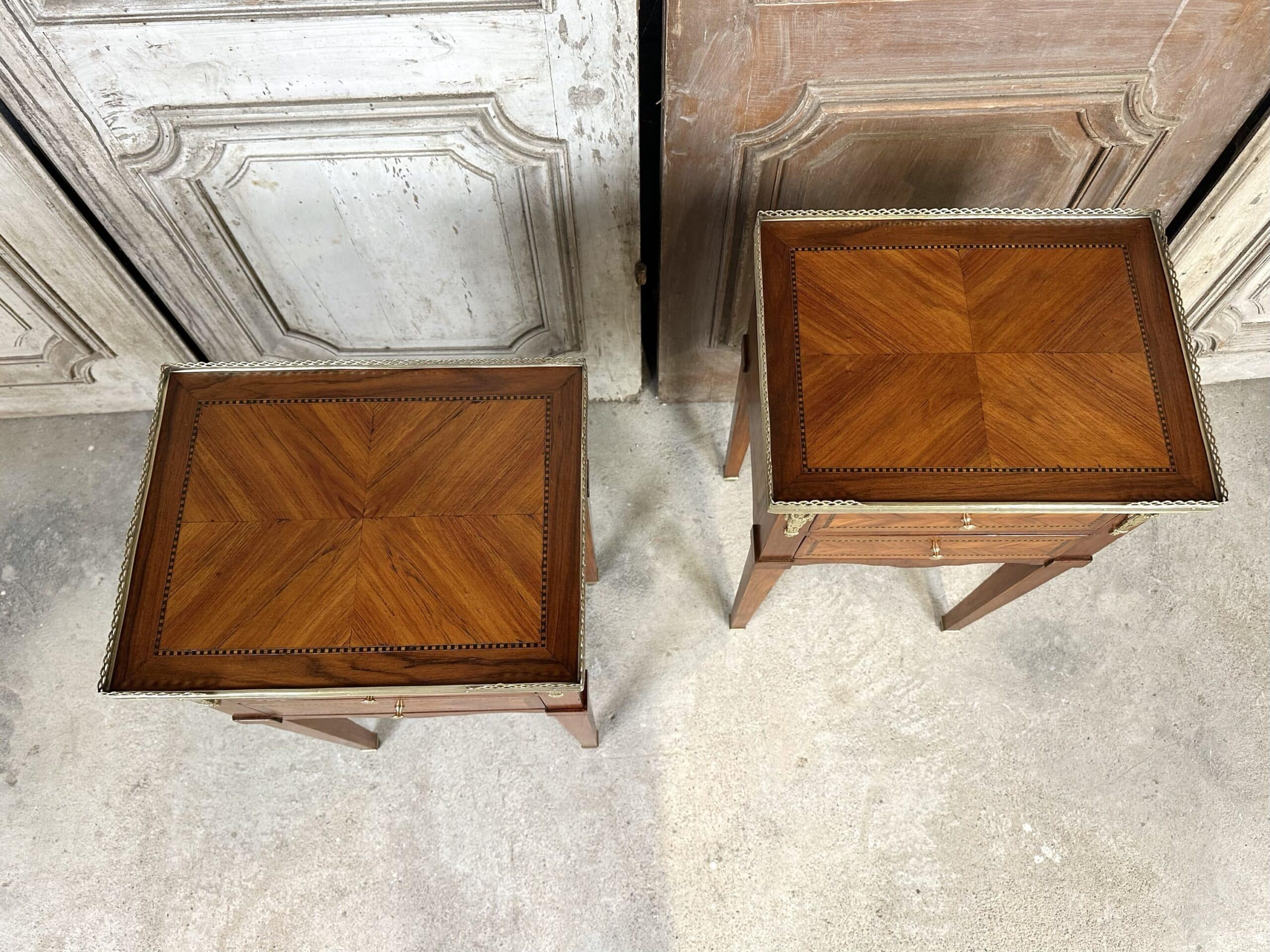 Pair of bedside tables in Louis XVI style circa 1960-70