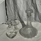 Grande carafe en verre à bouchon striée H25