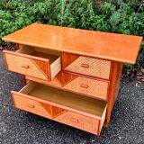 1960s rattan chest of drawers
