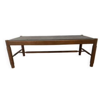 20th century oak coffee table with slate top