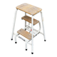 Folding step stool in solid wood and white steel