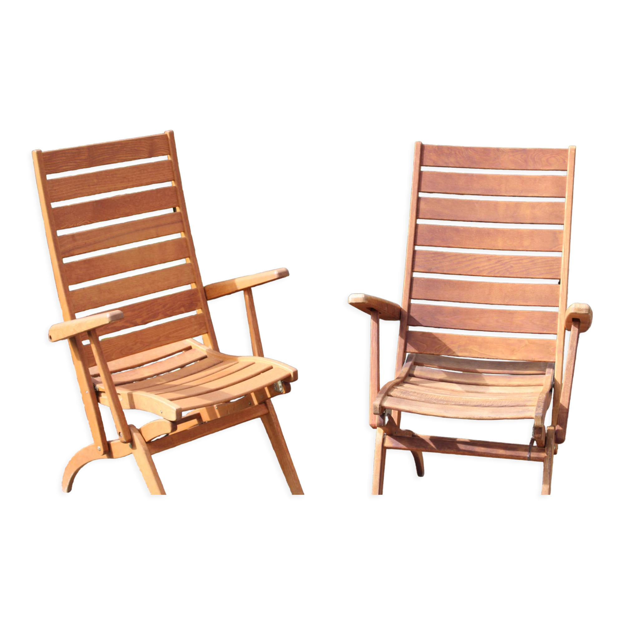Pair of teak garden chairs 50s