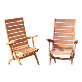 Pair of teak garden chairs 50s