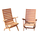 Pair of teak garden chairs 50s