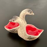 Duo goose-shaped goose and pepper shaker in ceramic