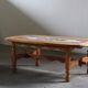 Vintage Danish brutalist oak & tile coffee table in the style of Henning Kjærnulf, 1960s