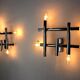 Pair of geometric wall lamps Maison Sciolari, 4feux, Italy, 1970