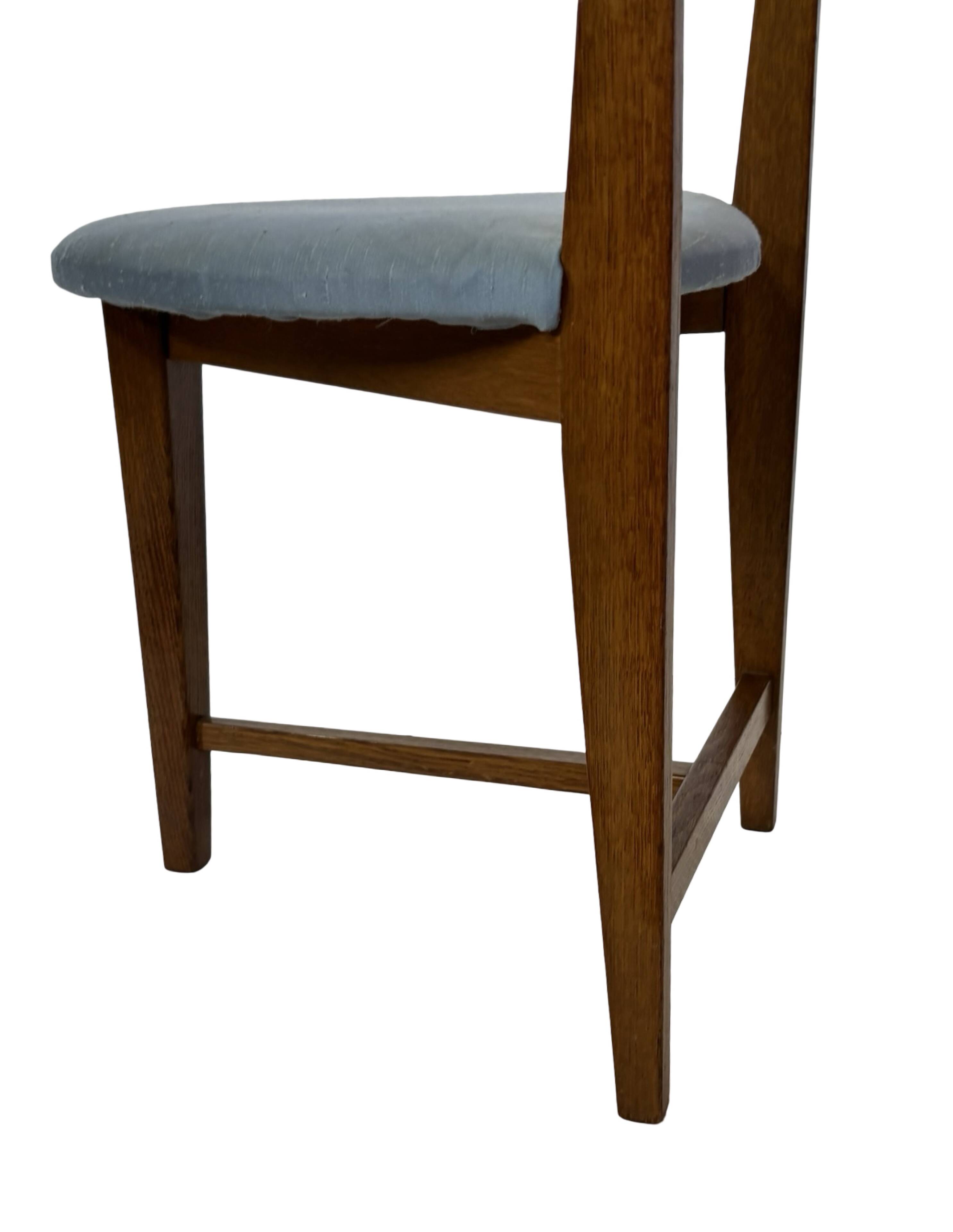 Vintage rare three-legged dining chair 1960s oak heart chair