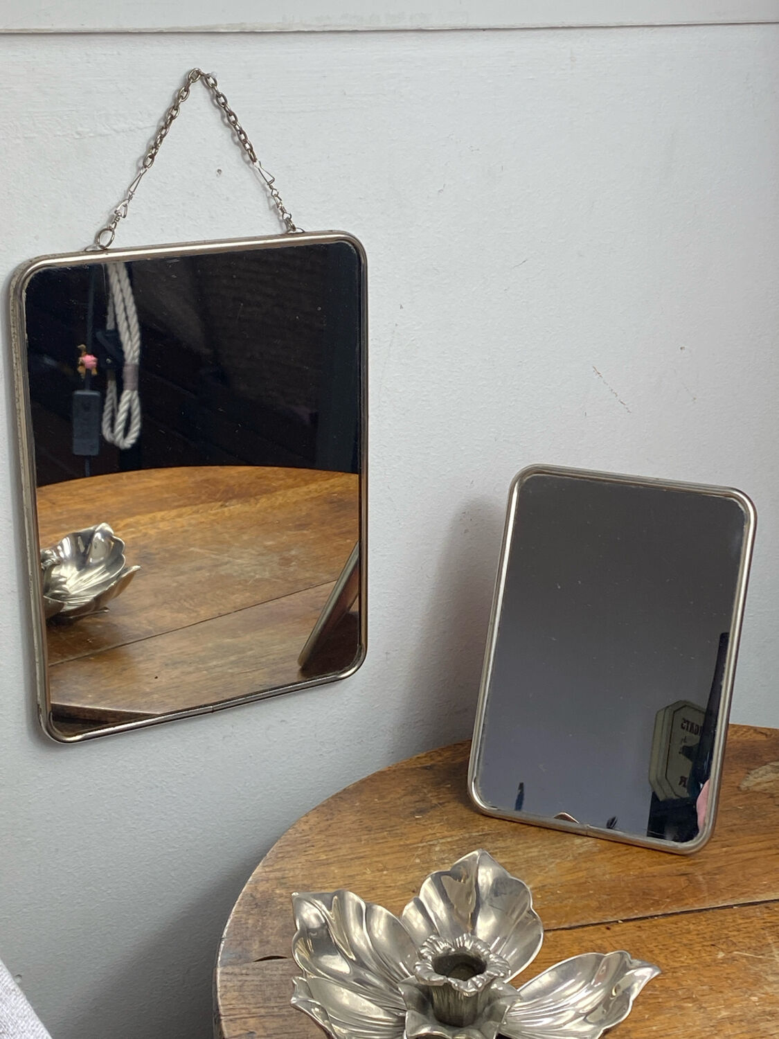 Silver-plated barber mirrors