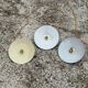 Lot of 3 vintage enamelled sheet metal lampshade pendants, industrial retro farmhouse