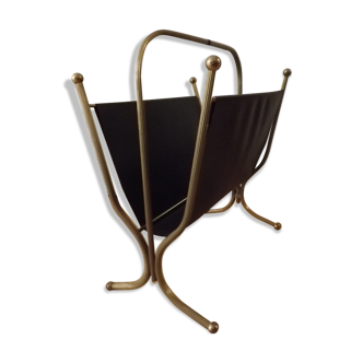 Leatherette and brass magazine rack