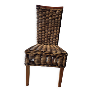 chaise en bois et rotin