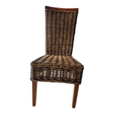 Chaise en bois et rotin