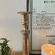 Large chiseled brass candle holder h24 cm