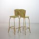 Lot de 2 tabourets de bar glamour Cobra dorés avec revêtement en velours vert années 70