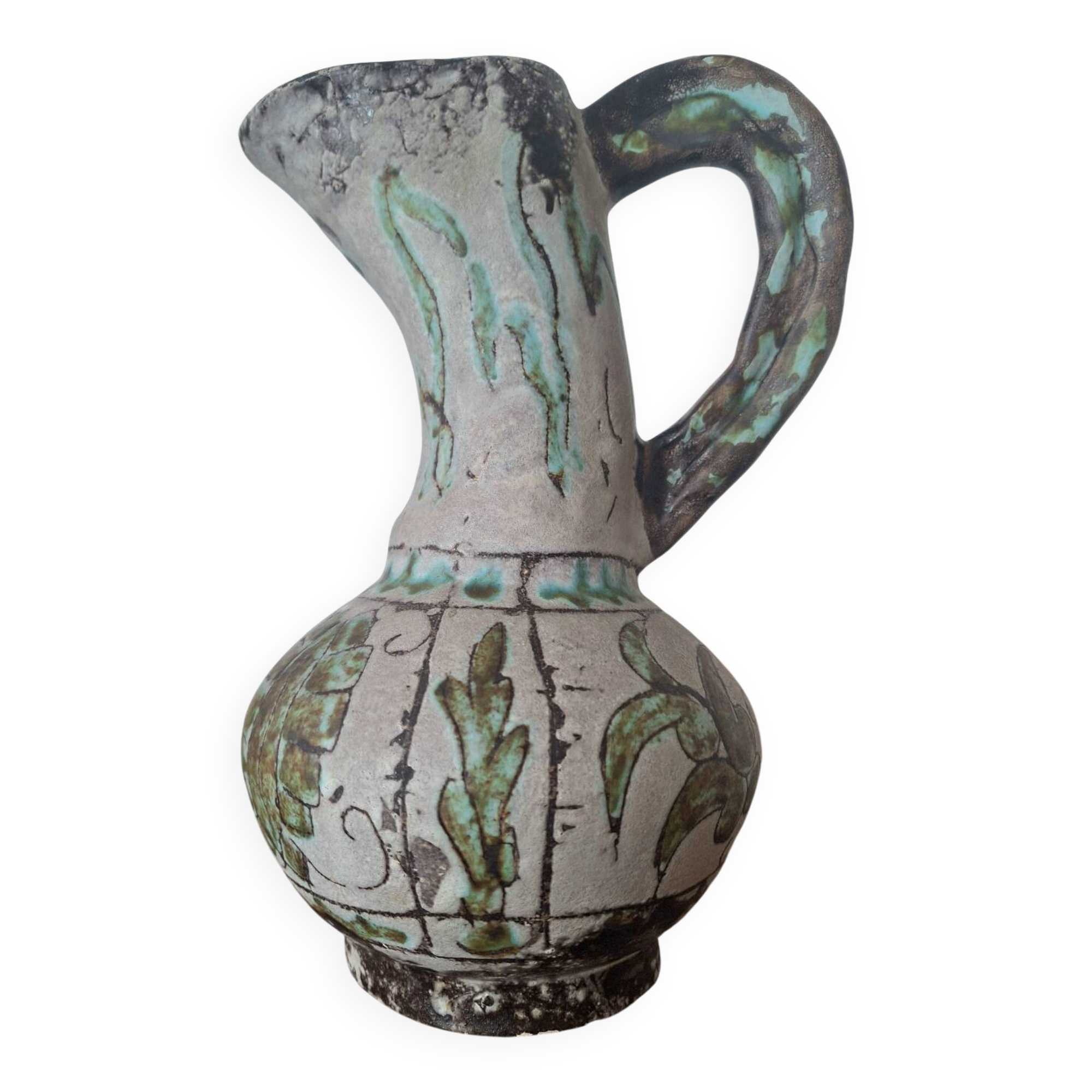 Jerome Massier Vallauris vintage vase, antique ceramic pitcher