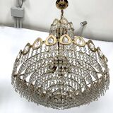 Sciolari, set of two gild and Cristal chandeliers from 70s