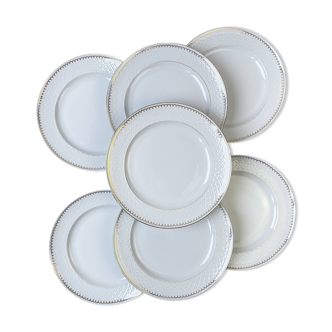 7 vintage flat plates in golden white porcelain BAVARIA model "Annabell"