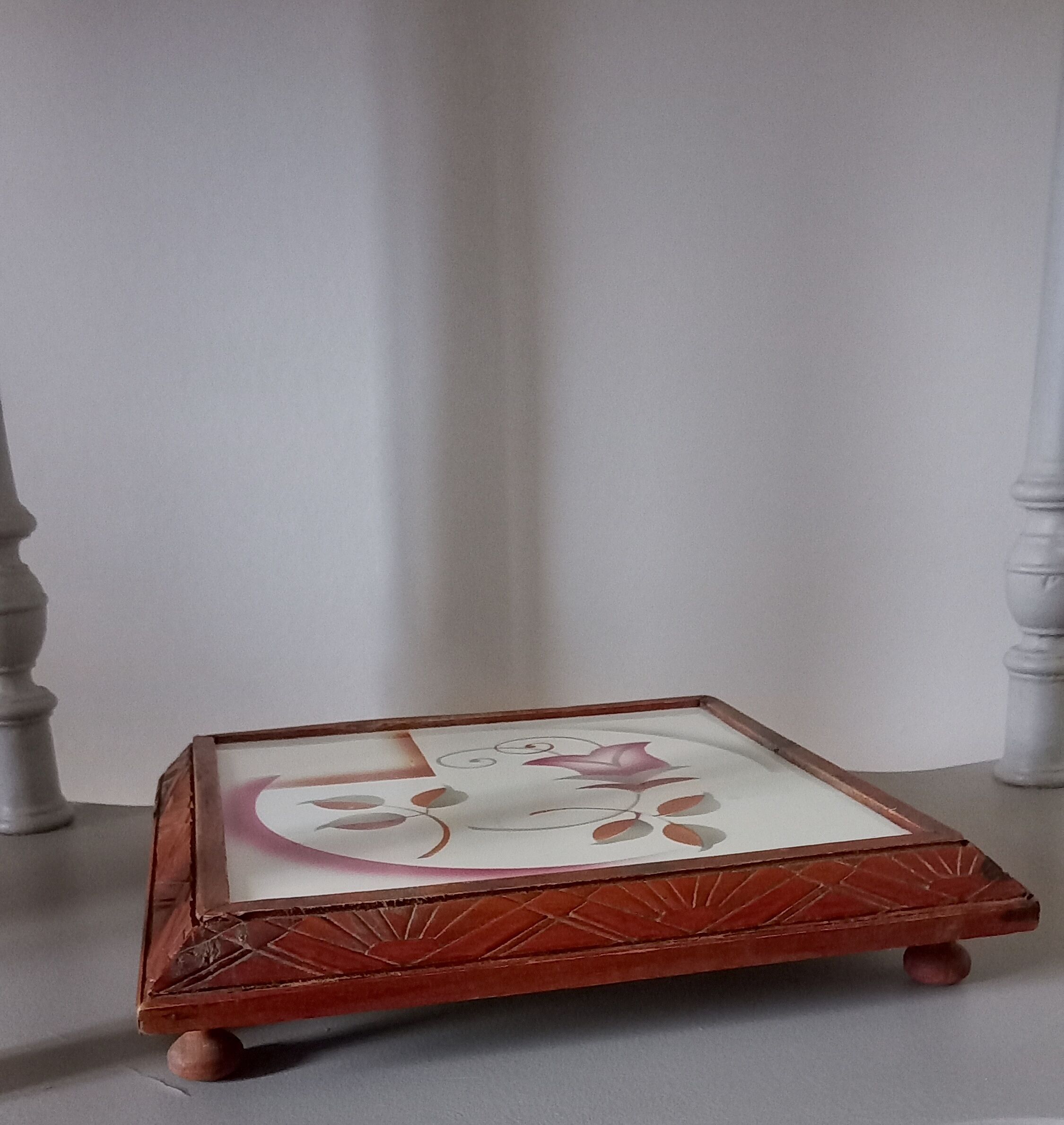 Faience tile trivia and Art Deco carved wooden tower