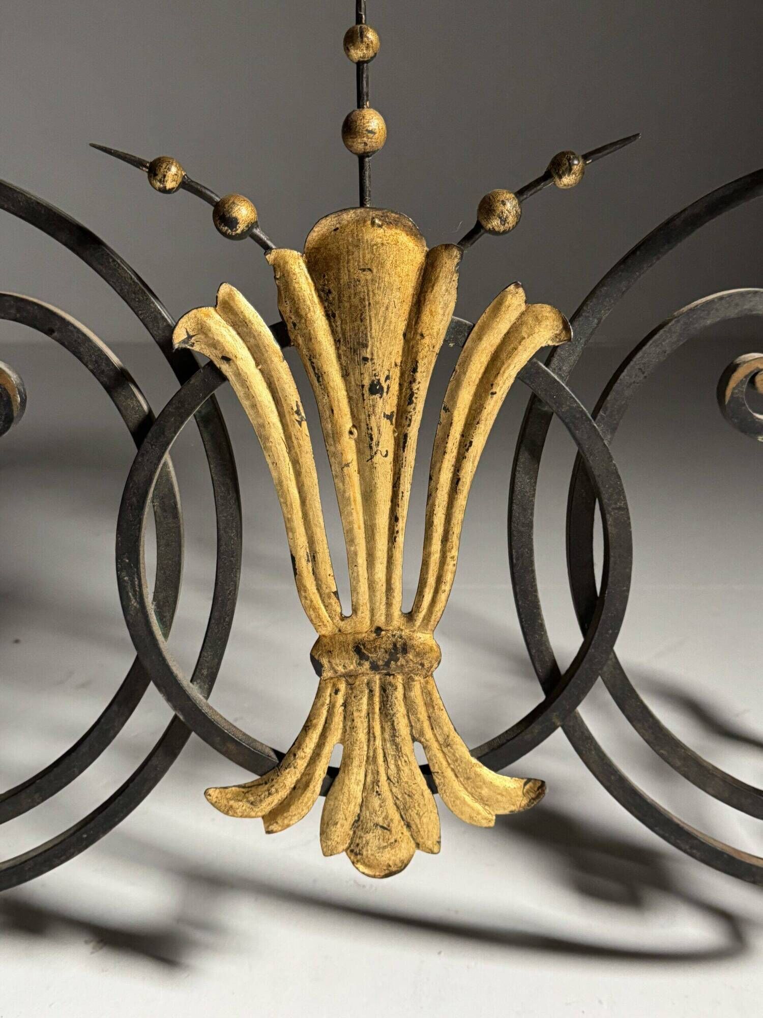 Table console en fer forgé avec marbre, années 1950