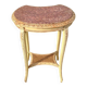 Patinated pedestal table in the transitional style of the 1900s with a marble top. Dimensions