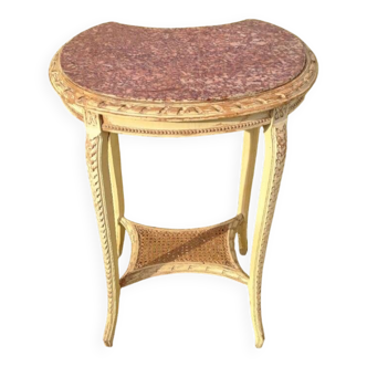 Transitional 1900s Style Patinated Pedestal Table with Dimensi Marble Top