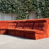 Modular sofa in rusty velvet, France 1970s