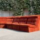 Modular sofa in rusty velvet, France 1970s