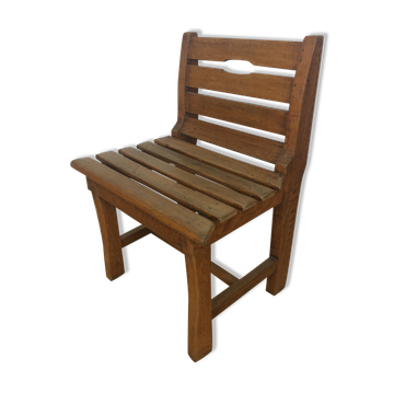Children's wooden slatted chair