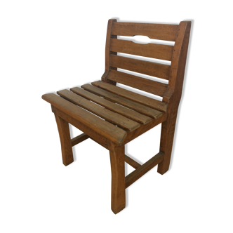 Children's wooden slatted chair