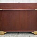 Commode scriban de marine bois laiton vintage et sa chaise