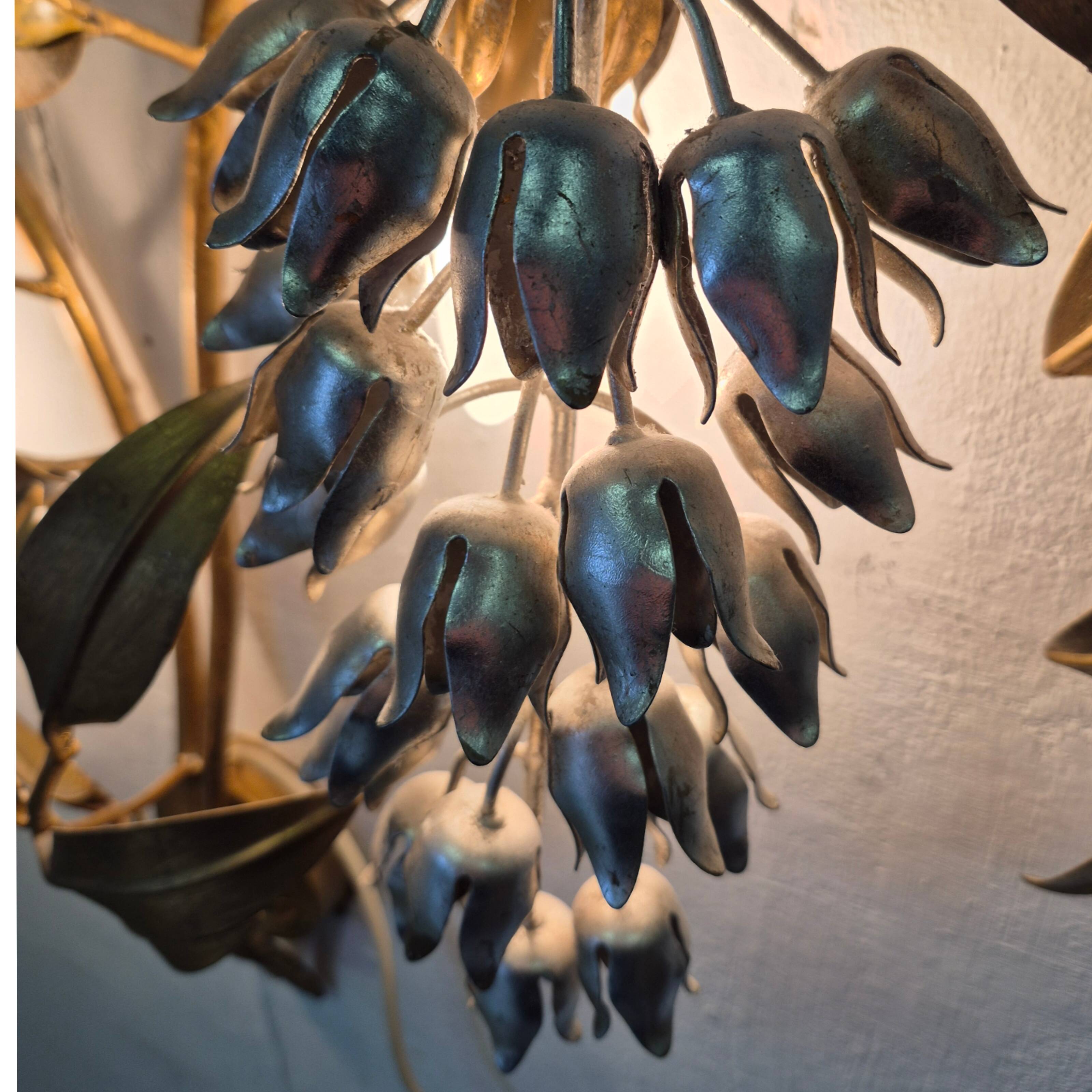 Grande applique murale dorée "Wisteria" de Hans Kögl, Allemagne années 1970