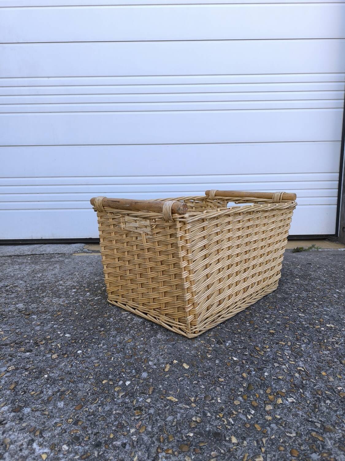 Vintage wicker and wood basket