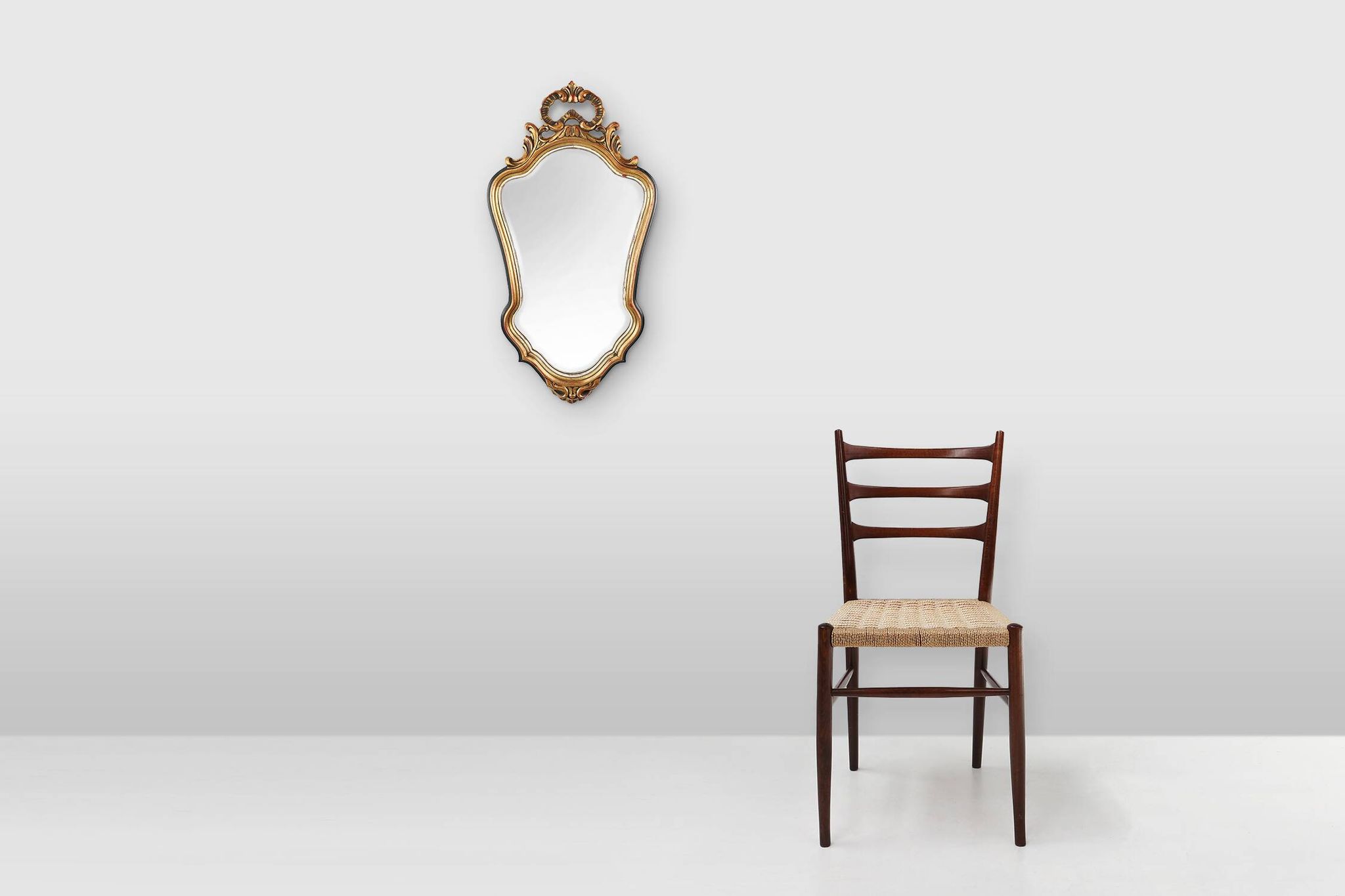 20th Century Baroque style mirror in carved and gilded wood, Belgium